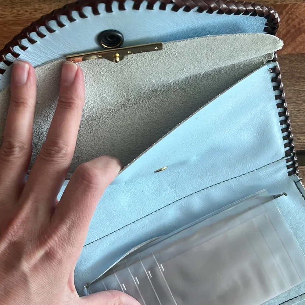 Eagle Embossed Laced Leather brown and tan large Wallet